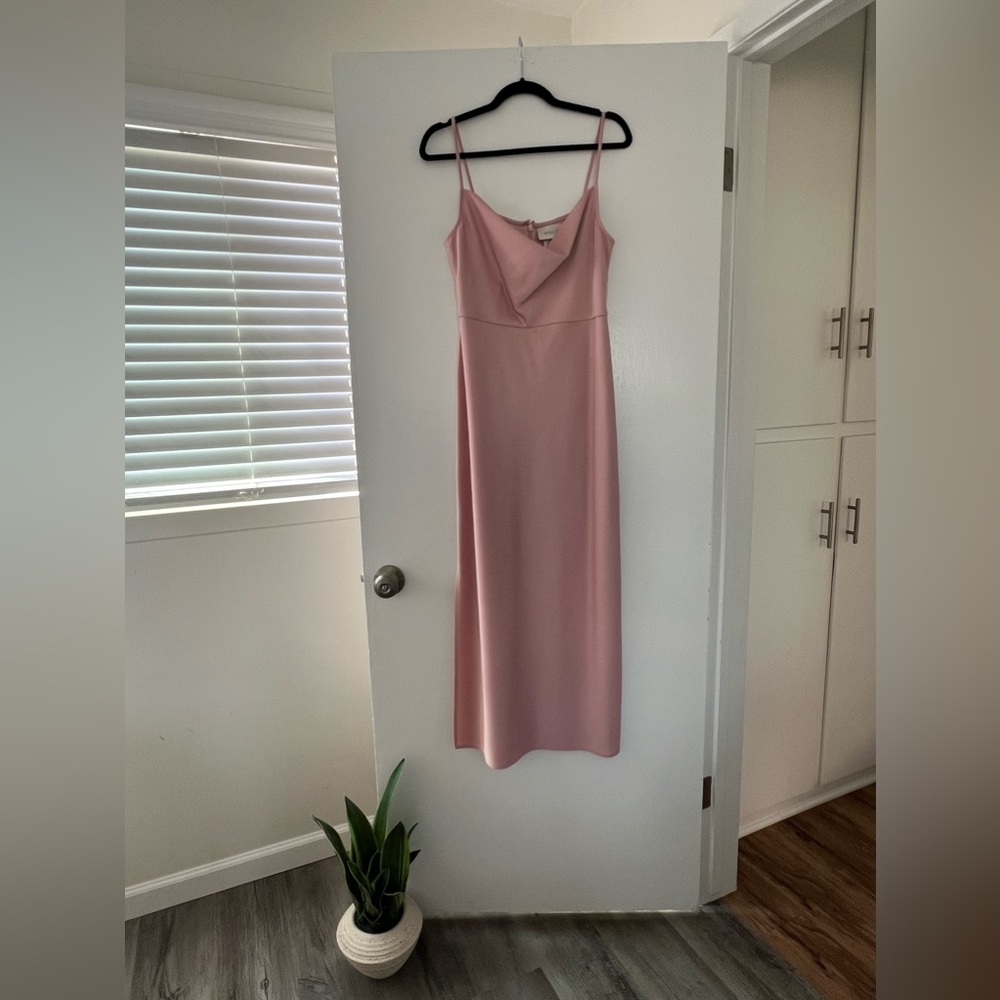 BHLDN Cali Satin Cowl Neck Midi Dress - Dusty Rose (Size 10)